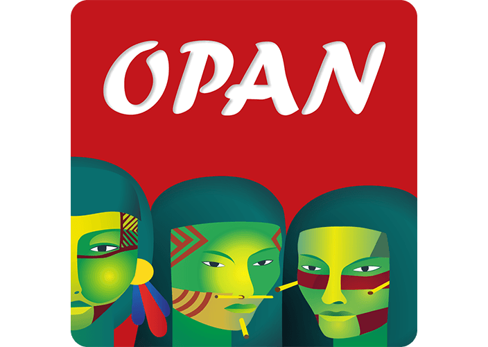 Um quadrado vermelho com a palavra opan nele