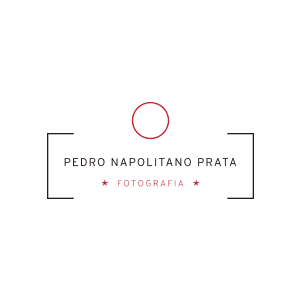 A logo for pedro napolitano prata fotografia with a red circle in the middle
