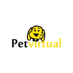 Um logotipo para animal de estimação virtual com um cachorro amarelo nele