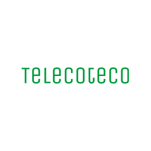 O logotipo da telecoeco é verde e branco em um fundo branco.