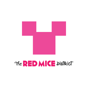 Um logotipo rosa para o distrito dos ratos vermelhos