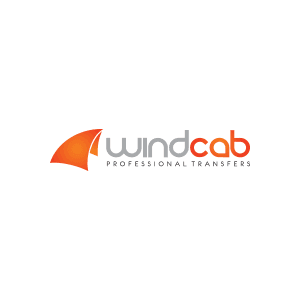 Um logotipo de transferência profissional da Windcab em um fundo branco