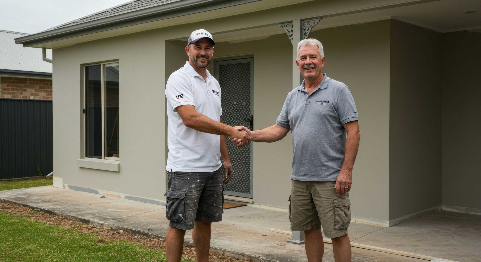 Mackay Painter Standing Beside A Smiling Client In Mackay QLD Australia