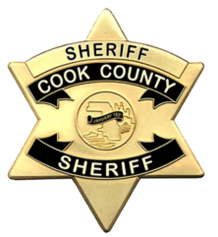 a cook county sheriff badge is shown on a white background