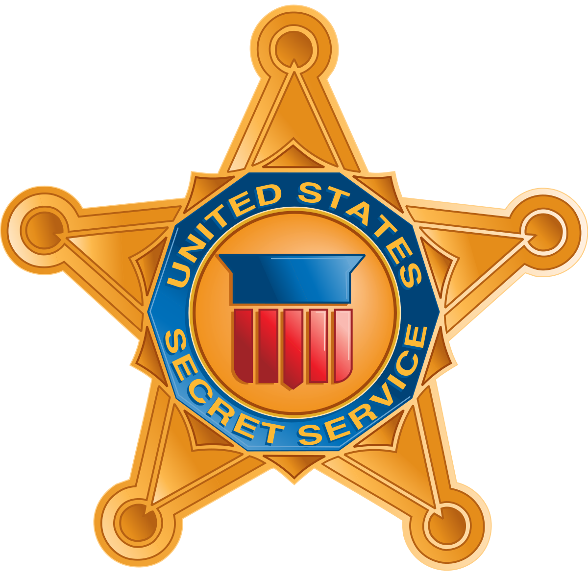 a united states secret service badge on a white background