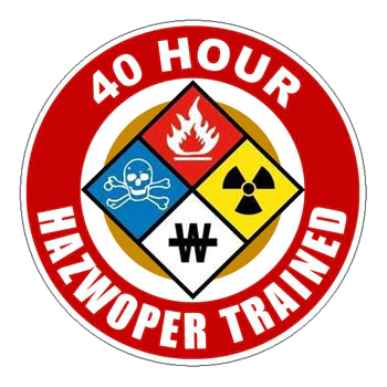 a sticker that says 40 hour hazwoper trained