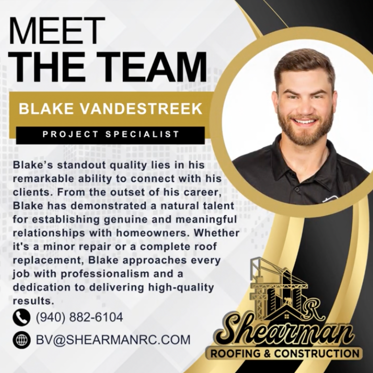 A picture of a man with the words meet the team on it