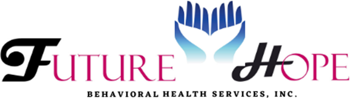Logo for Future Hope Behavioral Health Services, Inc. Features text and a symbol of cupped hands and a whale tail.