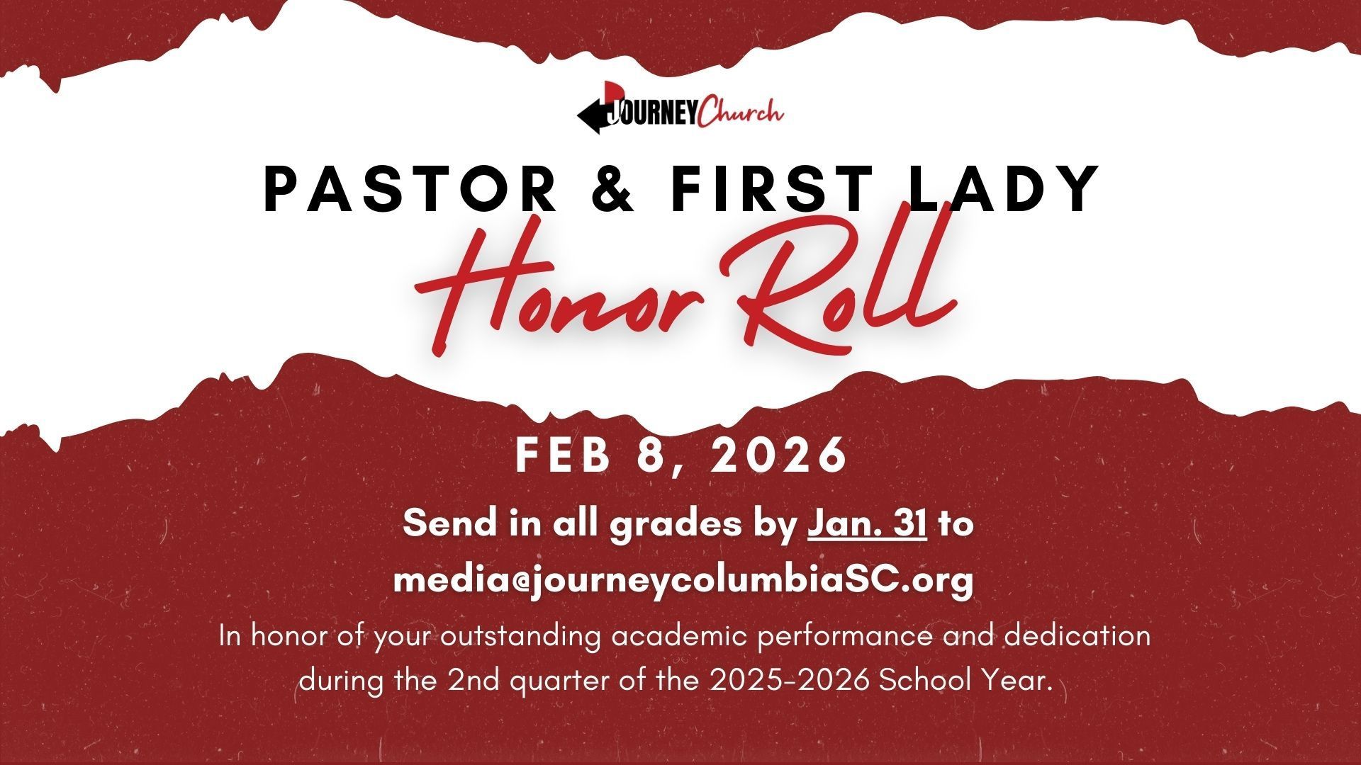 Pastor & First Lady Honor Roll celebration is Feb. 8, 2026