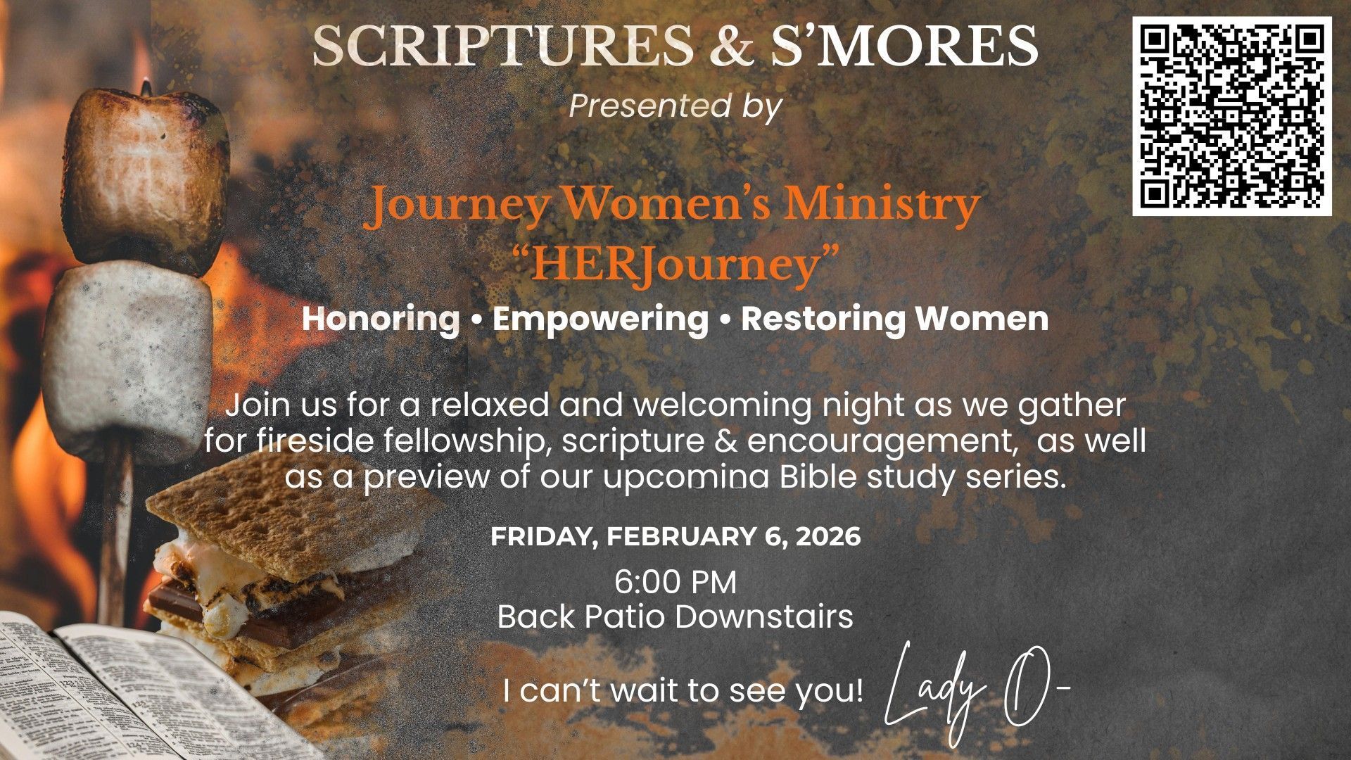 Scriptures & 'S'mores on Feb 6, 2026 - Join Us! 