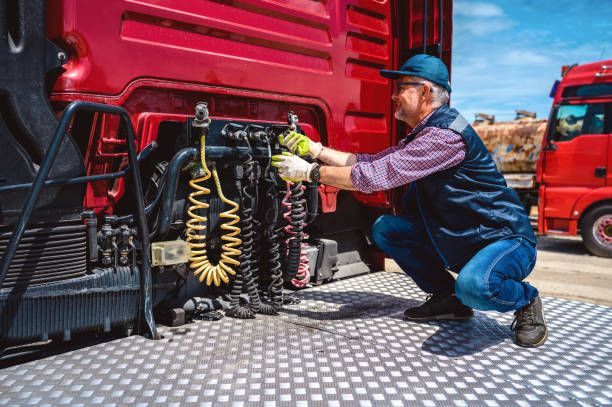Man Checking the Truck - Greenwood, IN - Diesel Tech Truck & Trailer