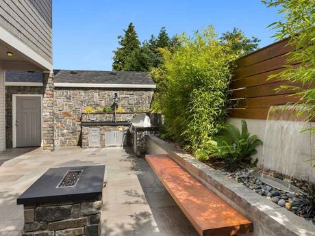 backyard concrete patio with hardscaping