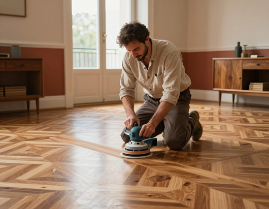 Levigatura artigianale di un pavimento in legno