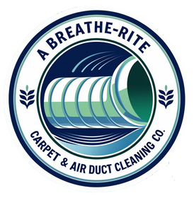 Logo for A Breathe-Rite Carpet & Air Duct Cleaning Co. features a blue and green air duct.