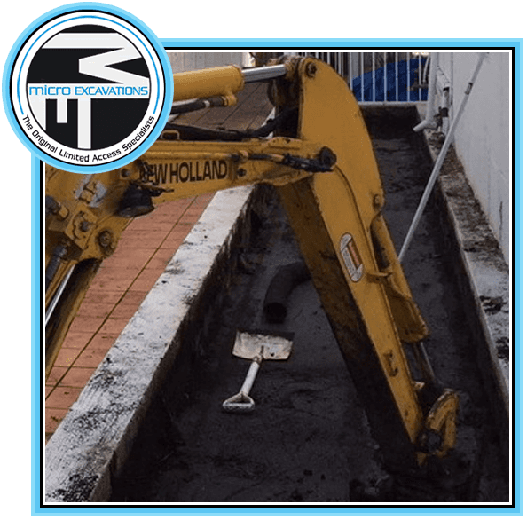 microexcavation with yellow paving