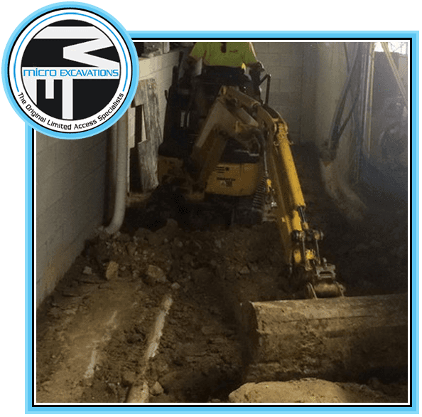 excavator under the house