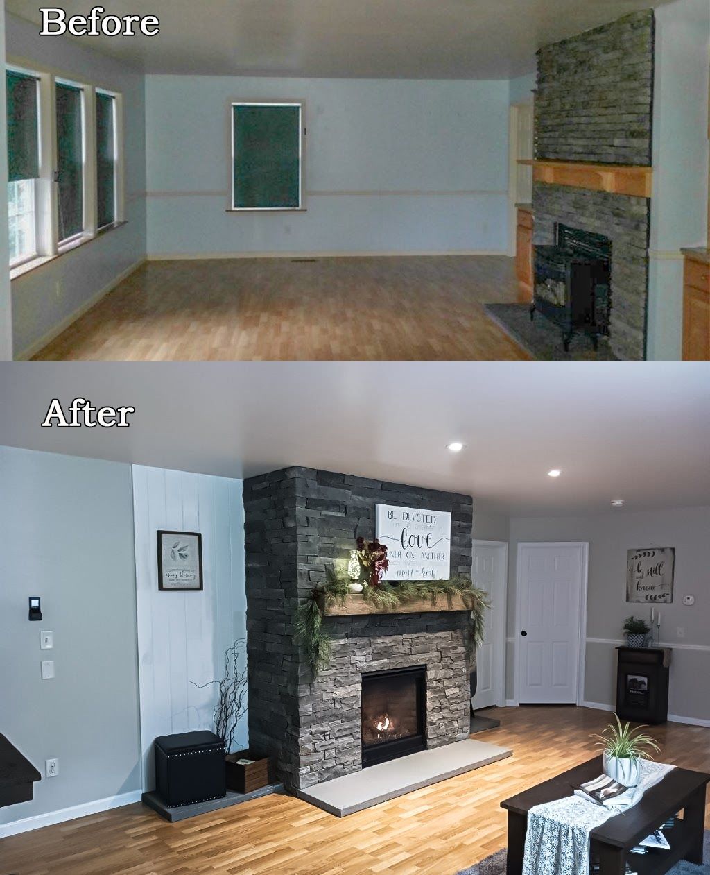 There is a Christmas tree in the middle of the living room.