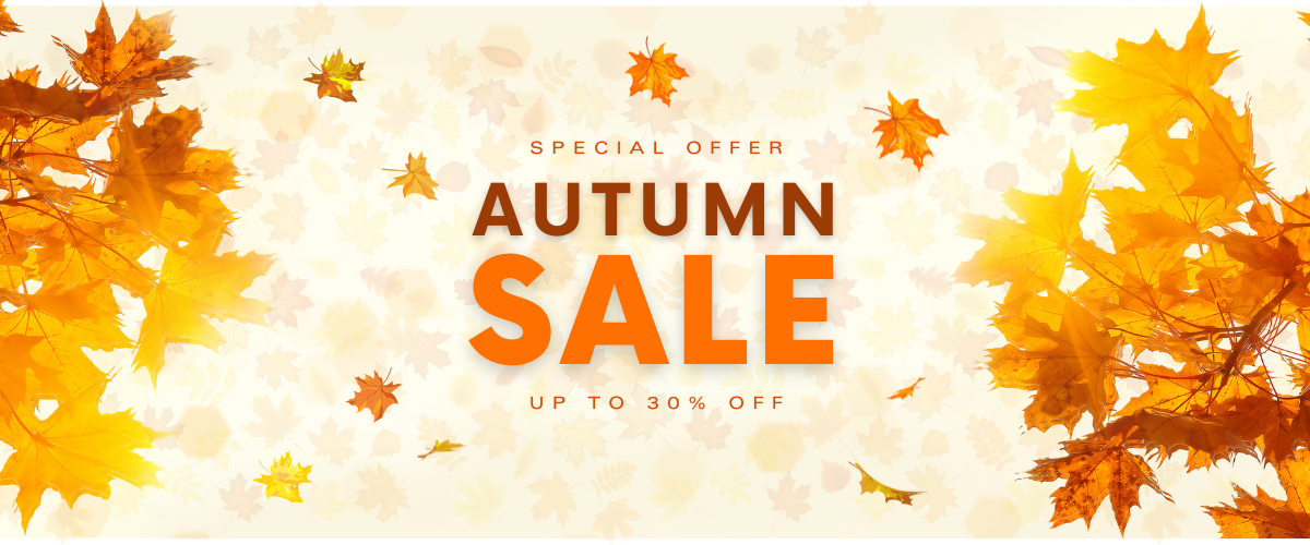 Autumn sale with falling leaves.