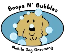 A logo for boops n bubbles mobile dog grooming