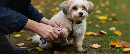 How to clean dog paws outdoors, muddy dog paws cleaning, and dog paw hygiene tips.