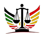 A scale of justice with wings on a white background.