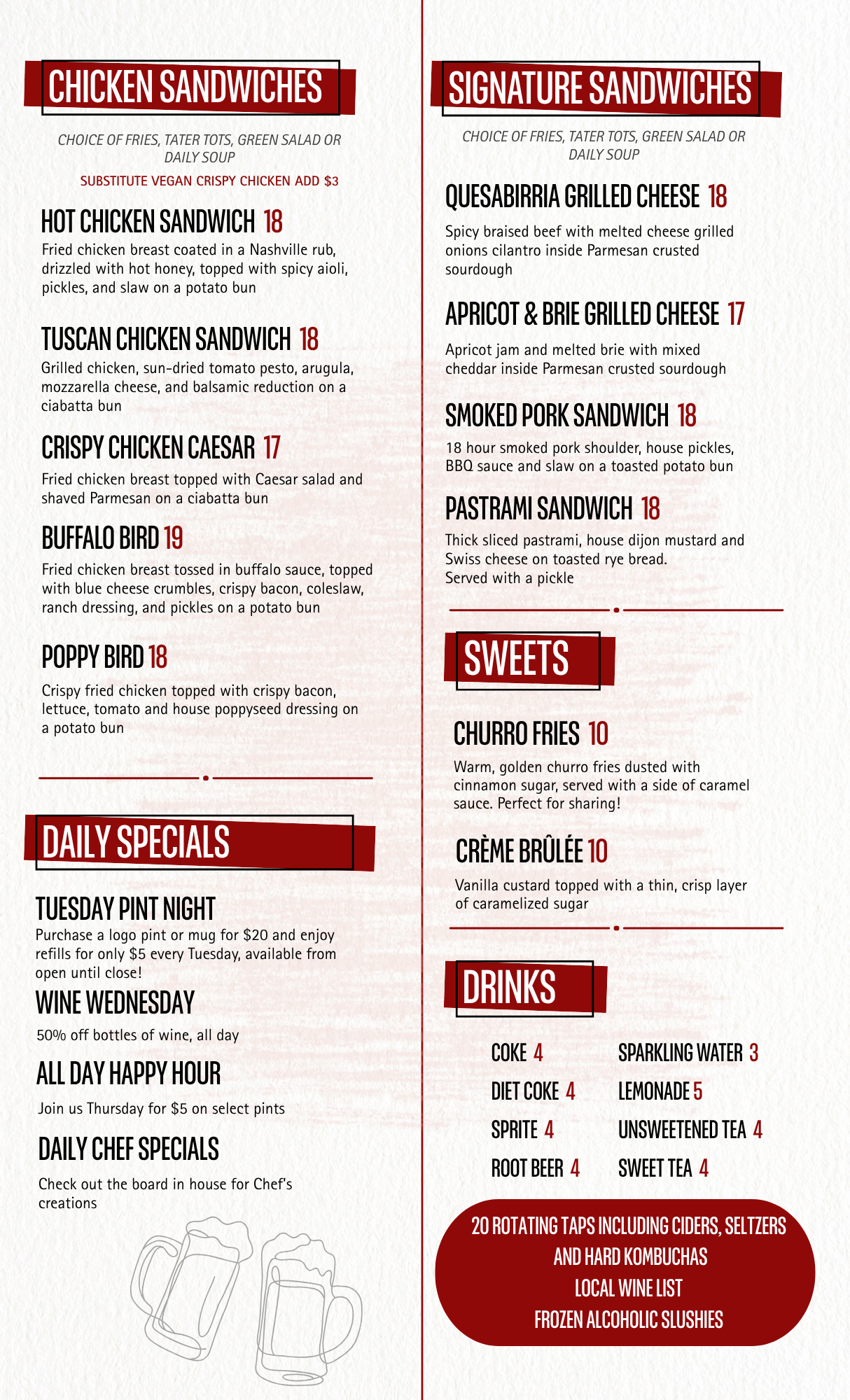 The olde alehouse menu