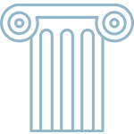 Un disegno lineare di un pilastro con due cerchi su di esso.