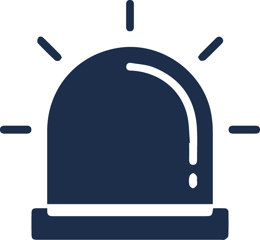 Blue siren with white highlight, radiating light.