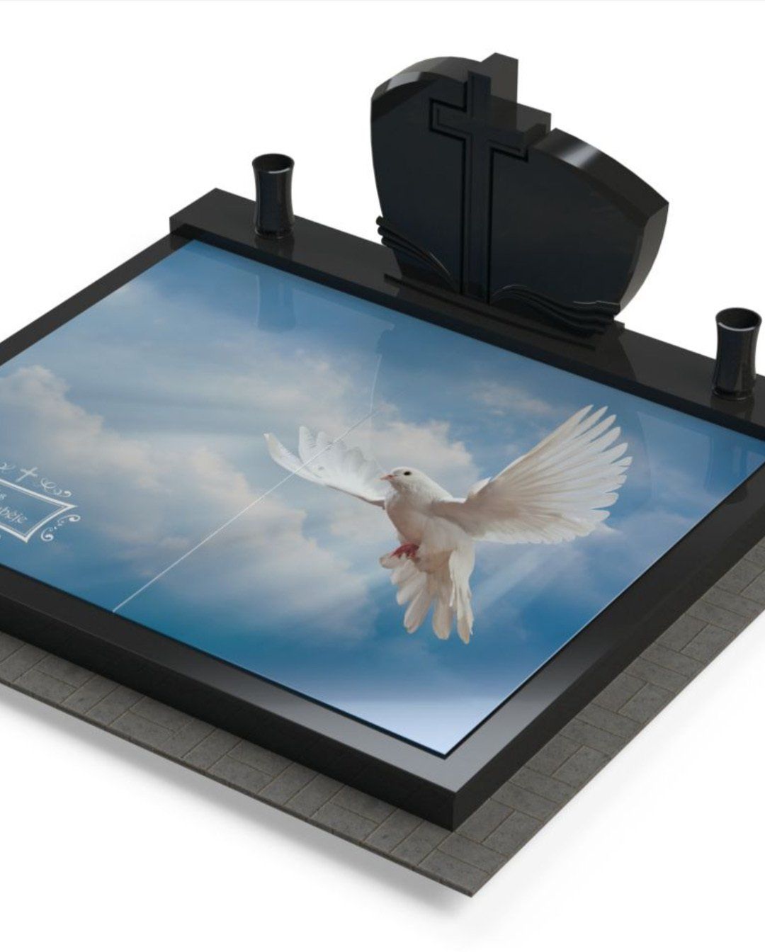 Akmenita, ĮI | kapų dengimas granito ir 3D stiklo plokštėmis