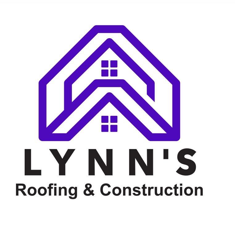 A logo for lynn 's roofing and construction company