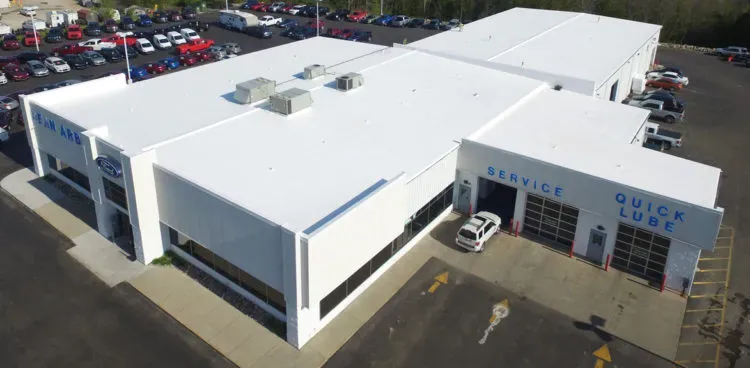 An aerial view of a commercial roof