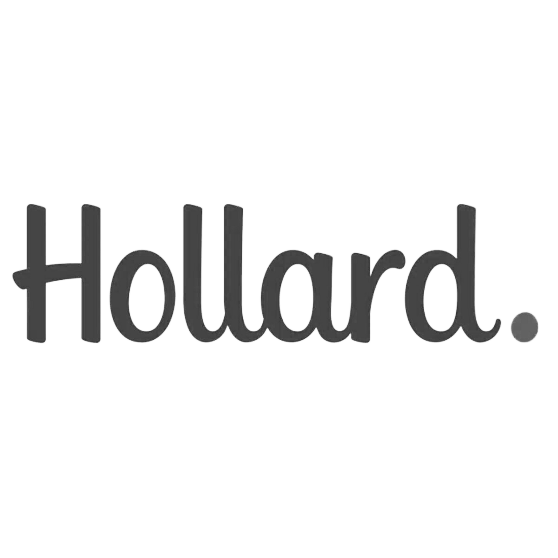 Hollard, dark grey script on a white background, with a single period.
