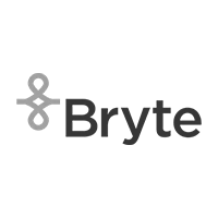 Bryte logo: Grey abstract design next to the word