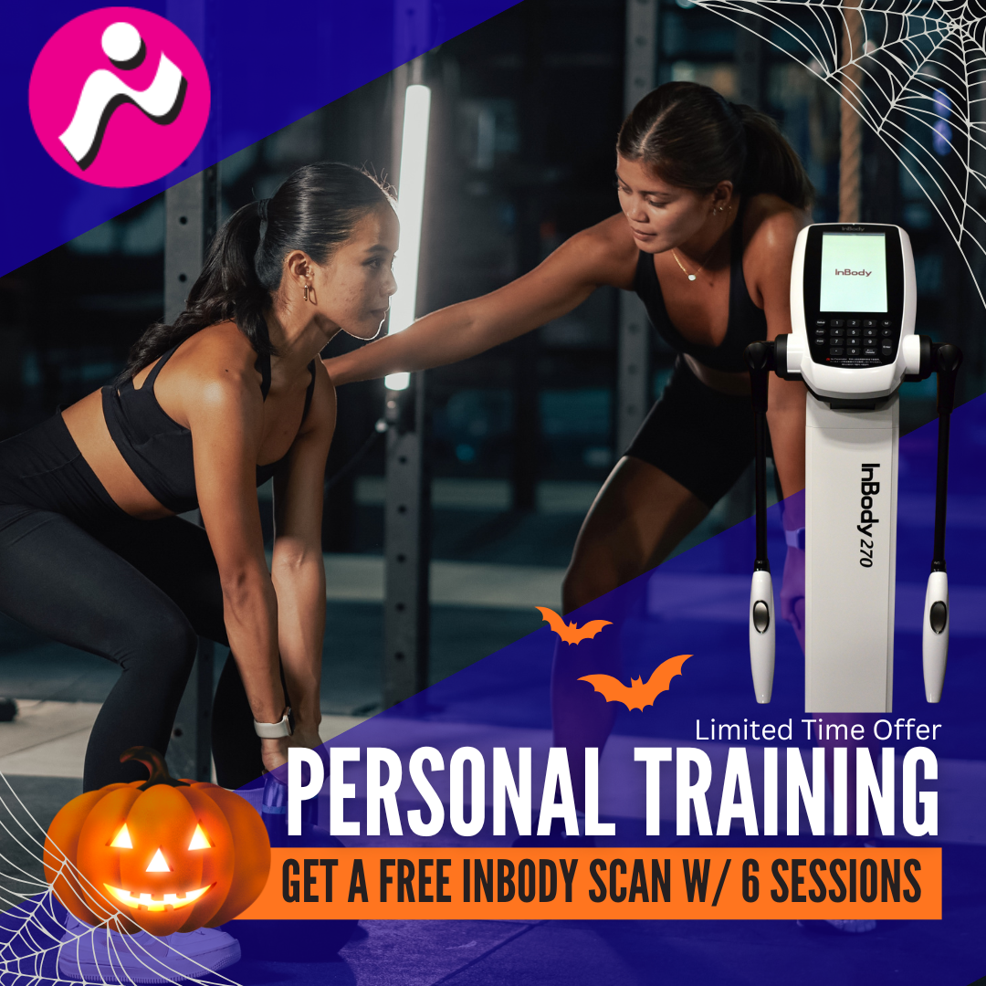 A poster for personal training with three women hugging each other