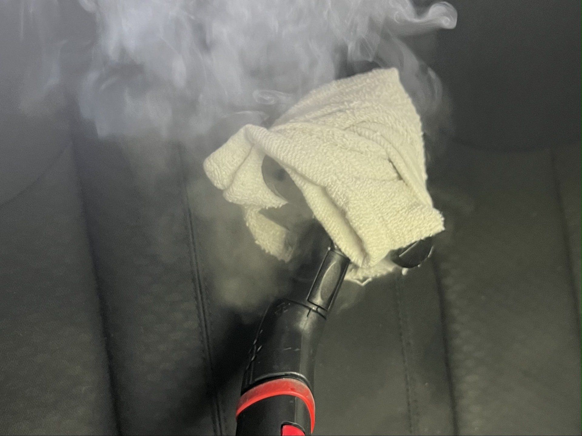 Steam Cleaning Car Seat