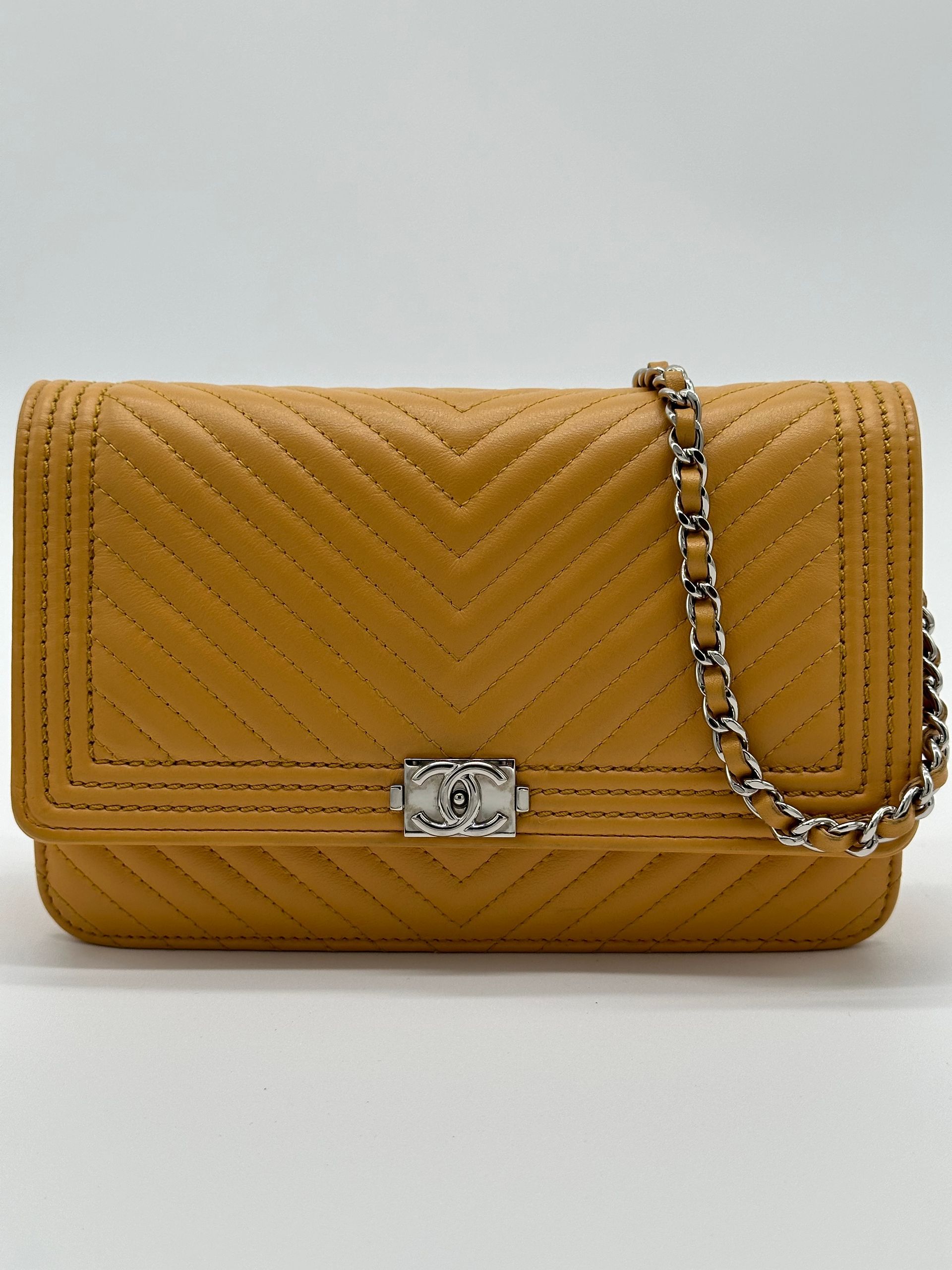 Chanel Boy Caviar Wallet on Chain (Yellow)