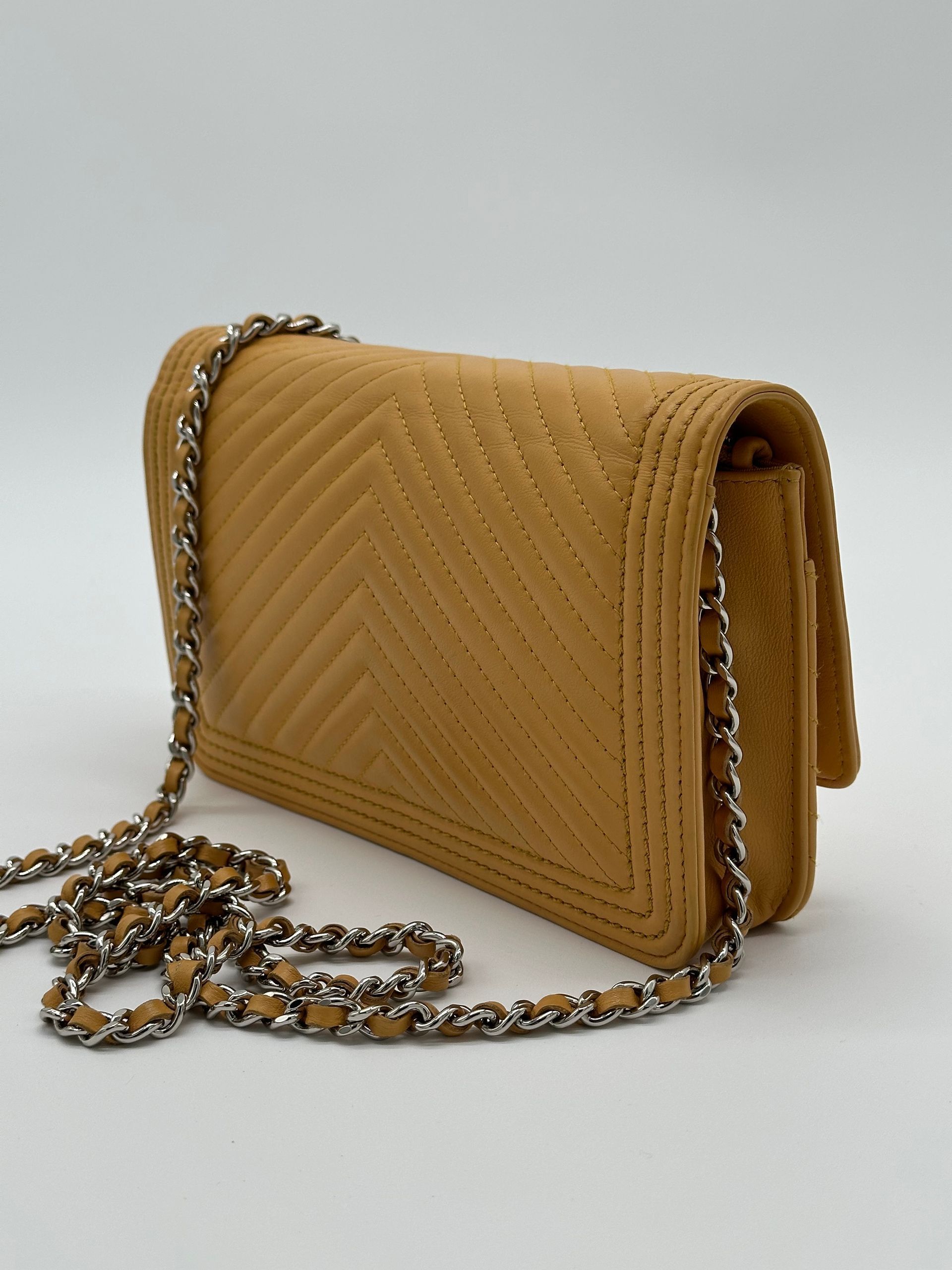 Chanel Boy Caviar Wallet on Chain (Yellow)