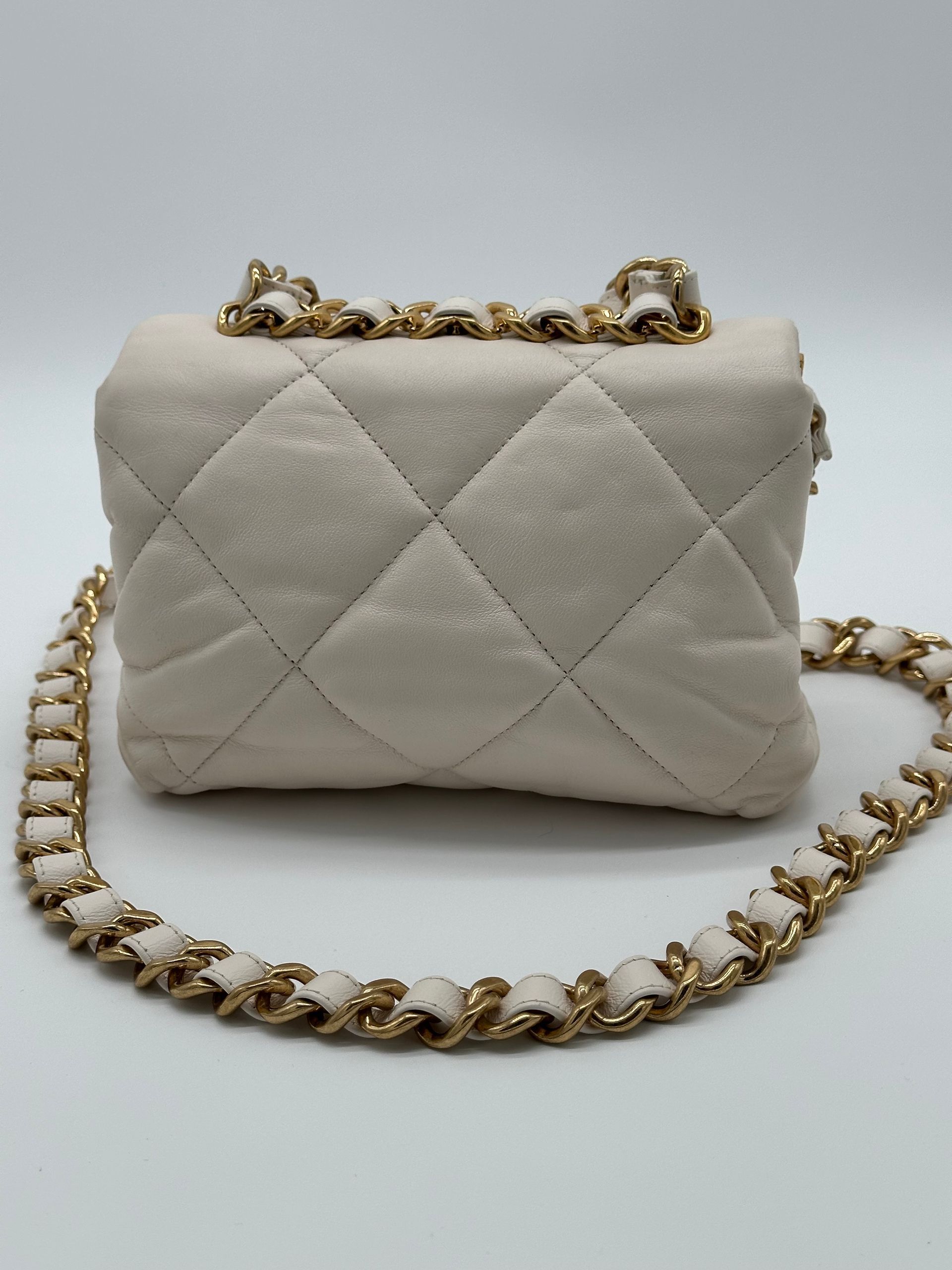 Chanel CC Bar Chain Handle Flap Bag (White)