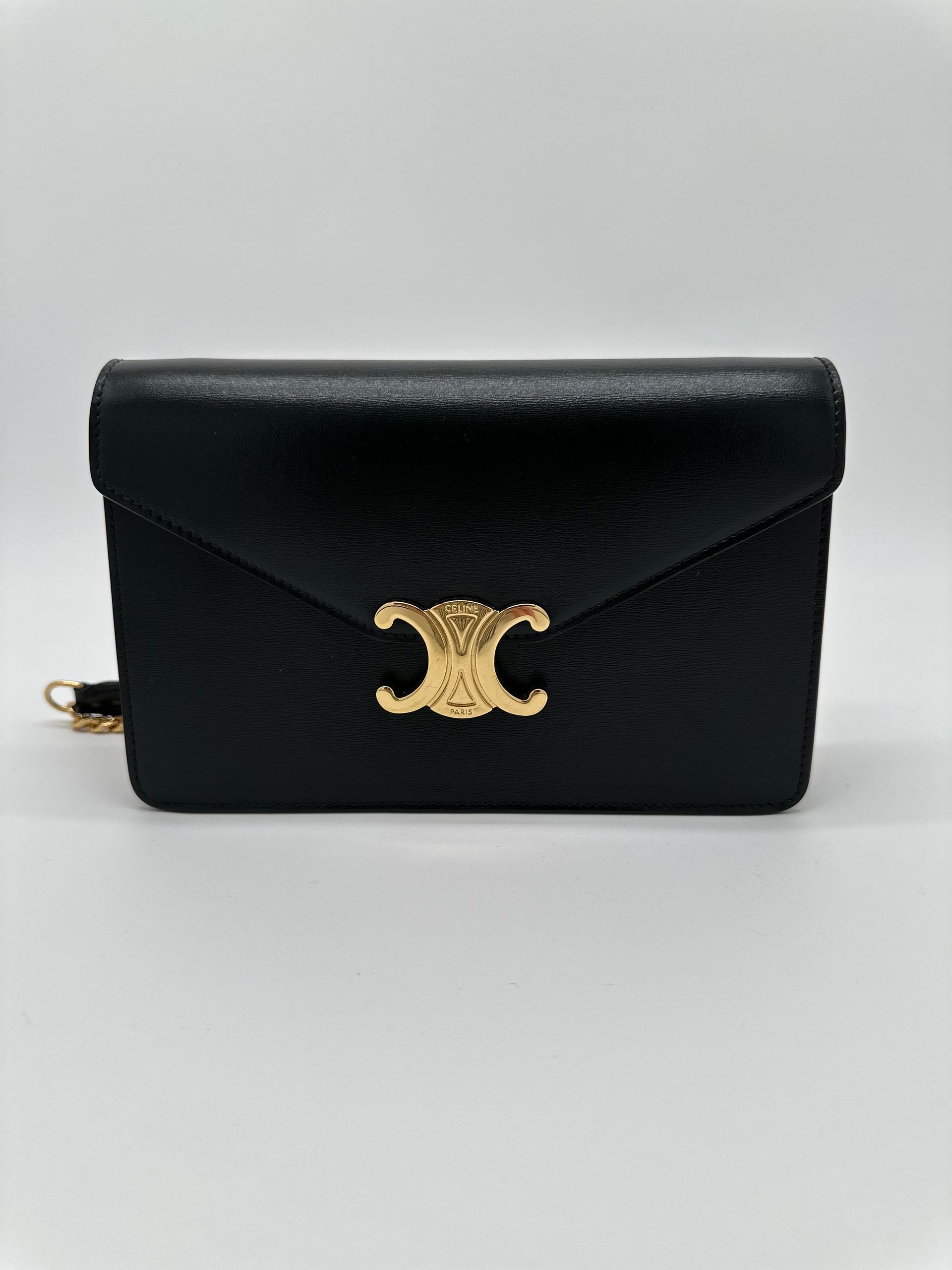 Celine Triomphe Margo Wallet on Chain (Black)