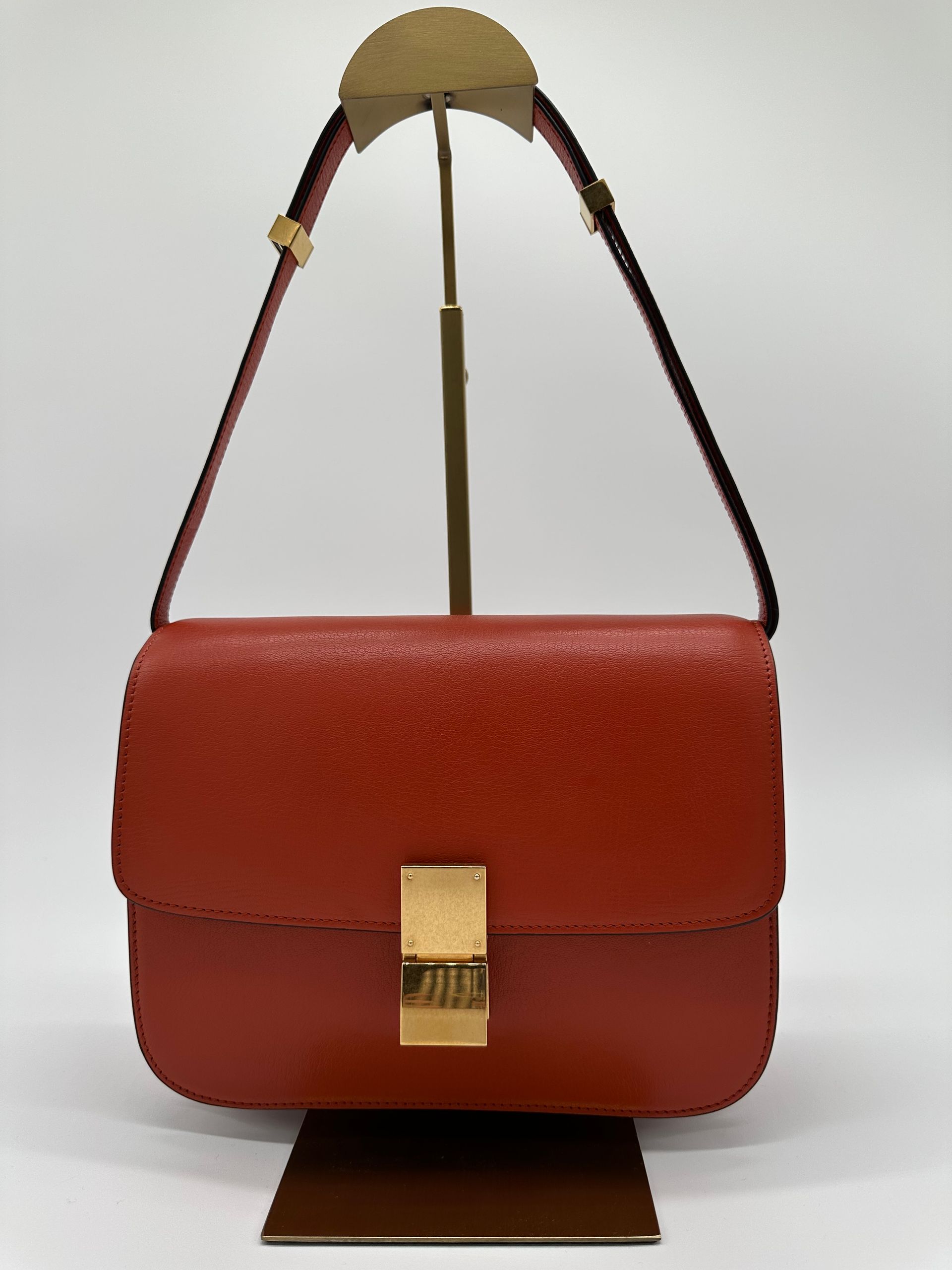 Celine Calf Skin Medium Classic Box Flap Bag (Orange)