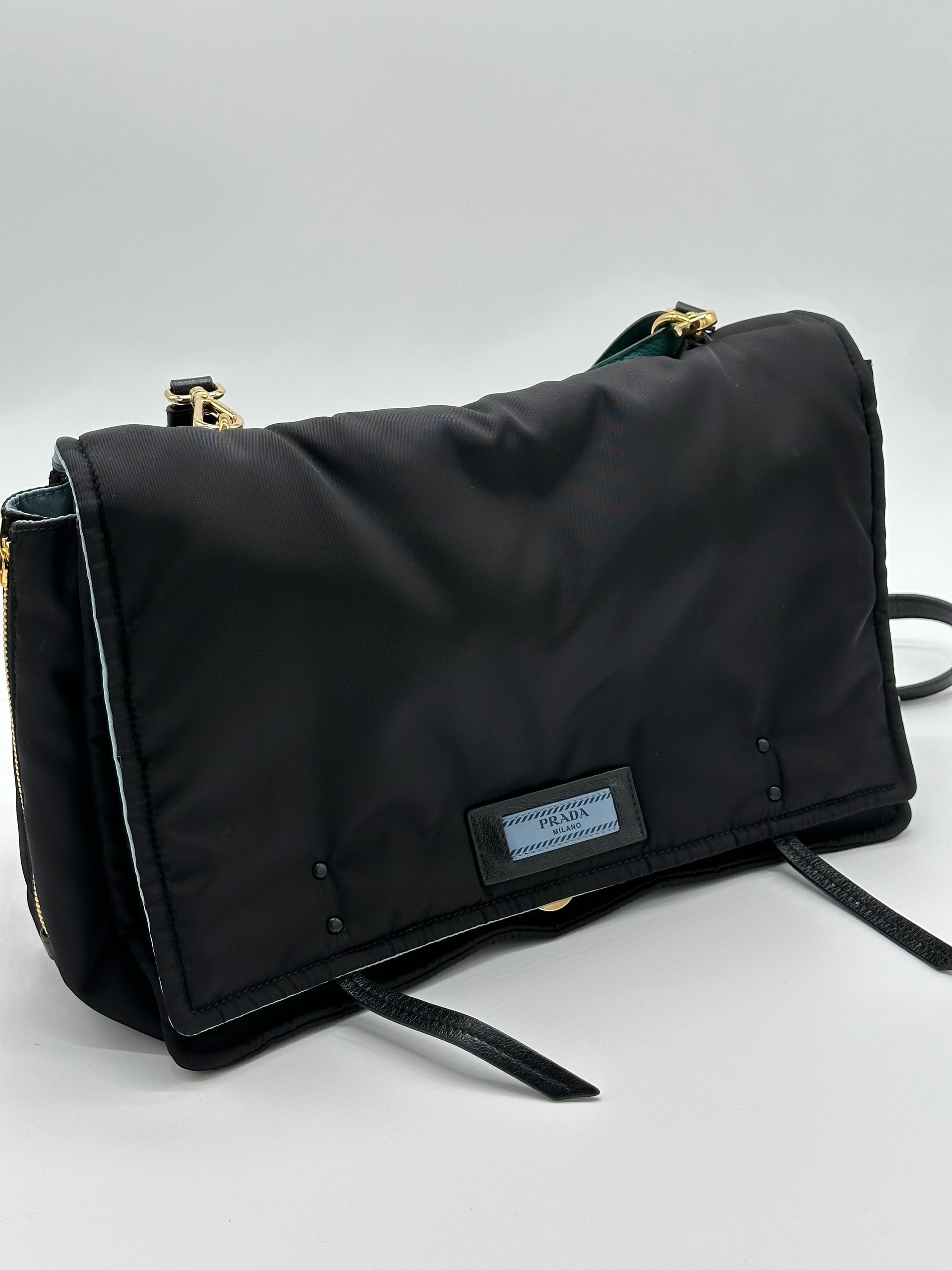 Prada Tessuto Etiquette Messenger Bag (Black)