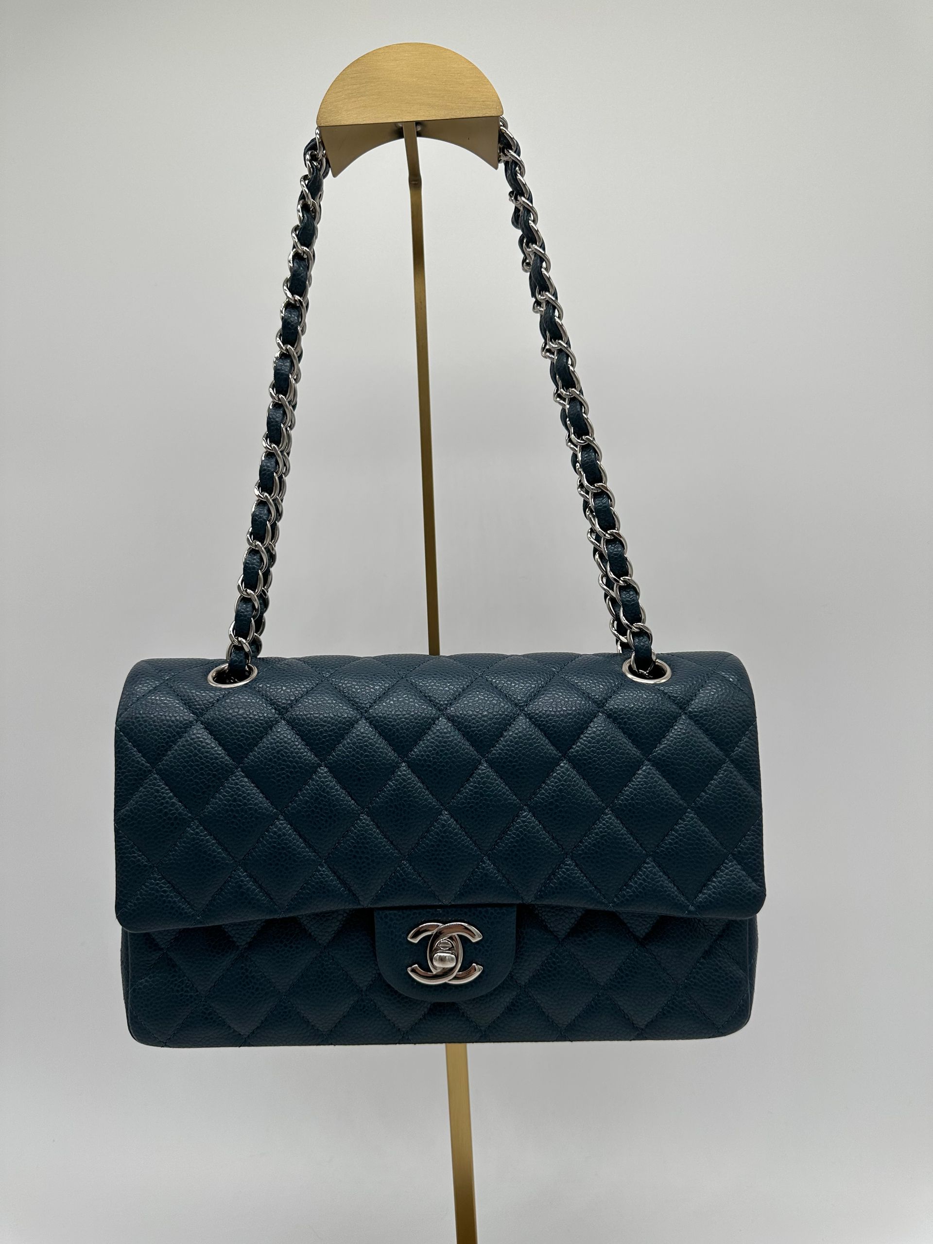 Chanel Caviar Medium Double Flap Blue