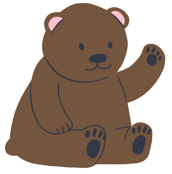 Brown teddy bear waving.