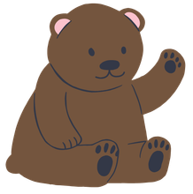 Brown teddy bear waving.