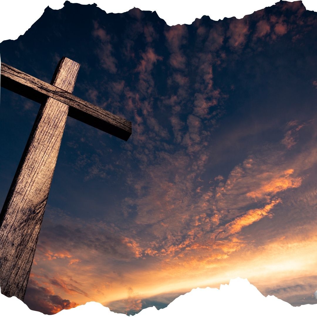 Wooden cross, stone with