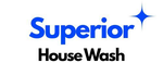 Superior House Wash logo with blue text and a sparkling star icon.