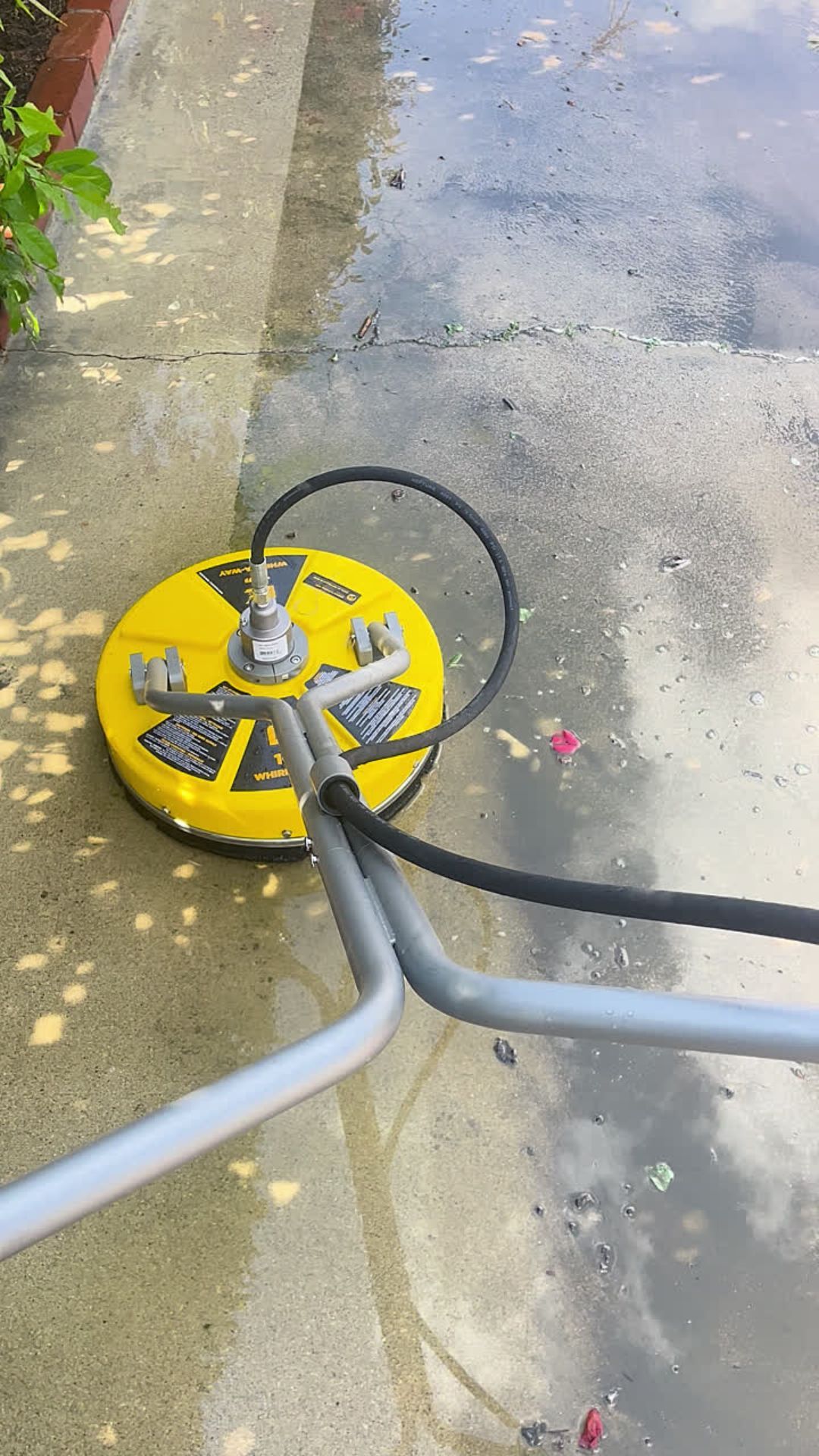 Comparison of dirty and clean vinyl siding on a house; green algae removed to reveal bright white.