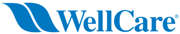 The wellcare logo is blue and white on a white background.