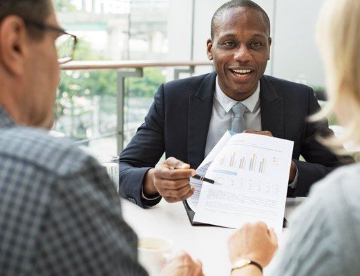 Accountant talking to property owners accountant talking to property owners