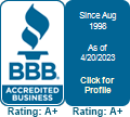 Better Business Bureau Logo. A+ Rating